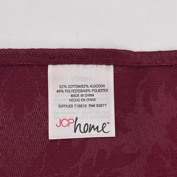 JCP Home Maroon Fabric Napkin Set of Four 17.5 Inch Square Embossed Floral - Picture 4 of 5